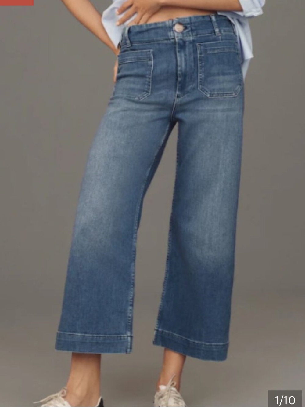 Anthropologie Blue Maeve Colette High Waisted Denim Wide Leg Crop